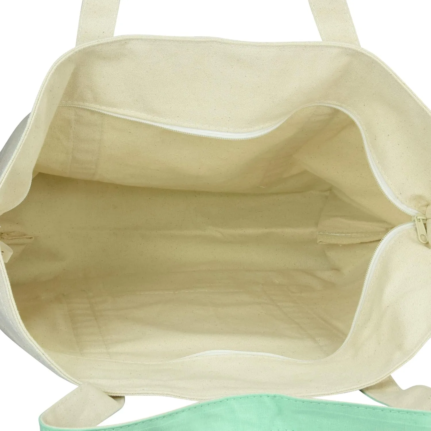 DALIX Initial Tote Bag Personalized Monogram Mint Green Zippered Top Letter - T