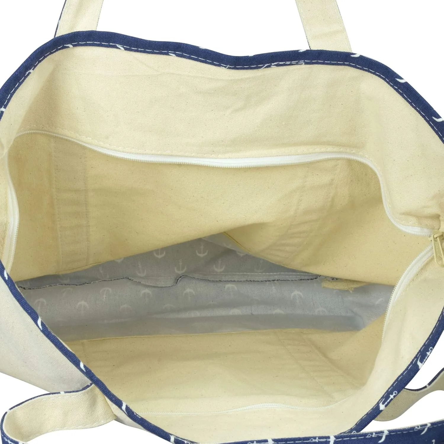 DALIX Initial Tote Bag Personalized Monogram Navy Blue Anchor Zippered Top Letter - K