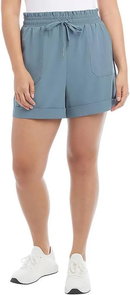 Danskin Womens' Woven Paperbag Shorts (US, Alpha, Large, Regular, Regular, Stormy Weather)