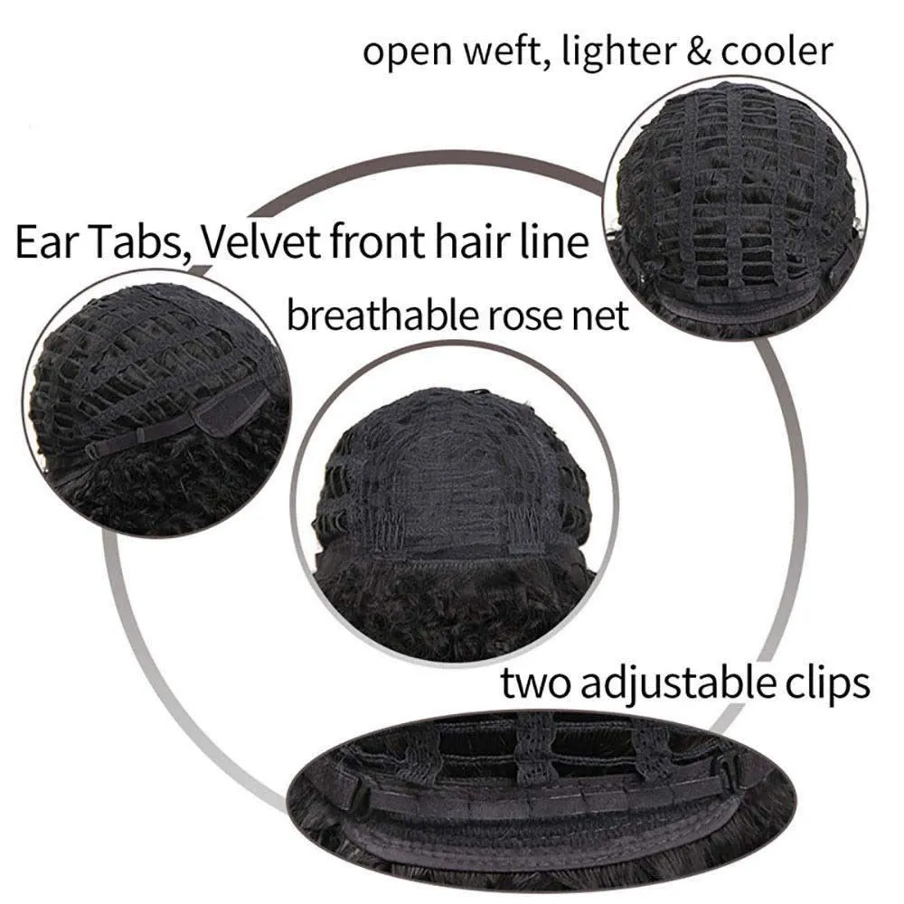 Dark Blonde Curly Wigs for Black Women Short Curly Wigs for Women Curly Synthetic Hair Heat Resistant Hair Replacement with Wig Caps (Dark Blonde)
