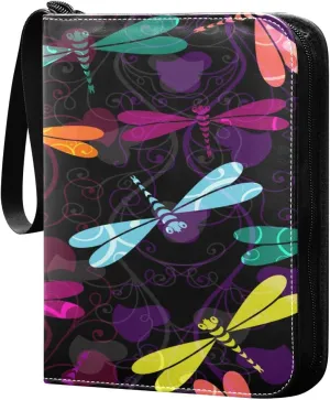 Dark Colorful Pattern Card Binder, 4 Pockets Trading Card Binder Holder with 50 Sleeves Holder Album, Card Collection Binder Card Album Book for Football Basketball Baseball Games Sports Cards