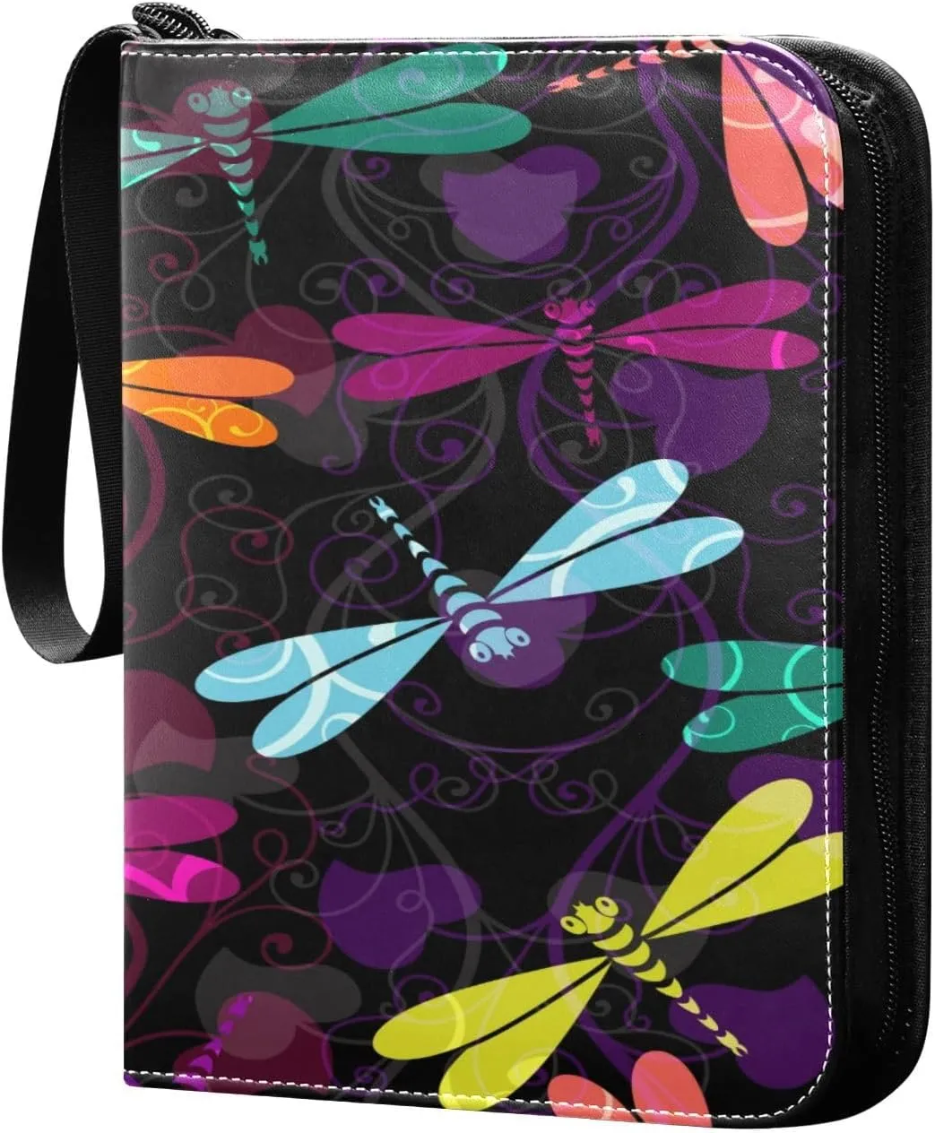 Dark Colorful Pattern Card Binder, 4 Pockets Trading Card Binder Holder with 50 Sleeves Holder Album, Card Collection Binder Card Album Book for Football Basketball Baseball Games Sports Cards