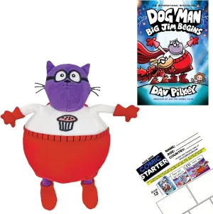 Dav Pilkey Dog Man Big Jim Begins Gift Set Includes Hardcover Book #13, Commander Cupcake Plush, and Comic Starter Booklet (Encourages Working Together, Bravery, Imagination, and Humor)