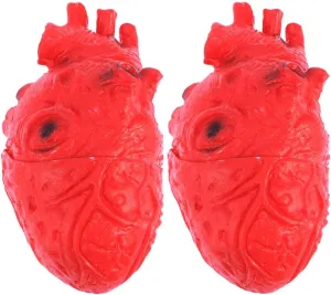 DECHOUS 2Pcs Heart Halloween Prop Realistic Fake Heart Body Organs Life Size Heart Halloween Fake Heart Decor for Haunted House Halloween Party Props