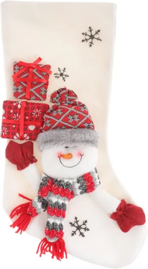 DECHOUS Christmas Stocking Present Bag Storage Hanging Decoration Drawstring Indoor Xmas Ornament Eve Holiday Christmas Sack Bags Stockings Christmas Decor Christmas Supplies White Fabric