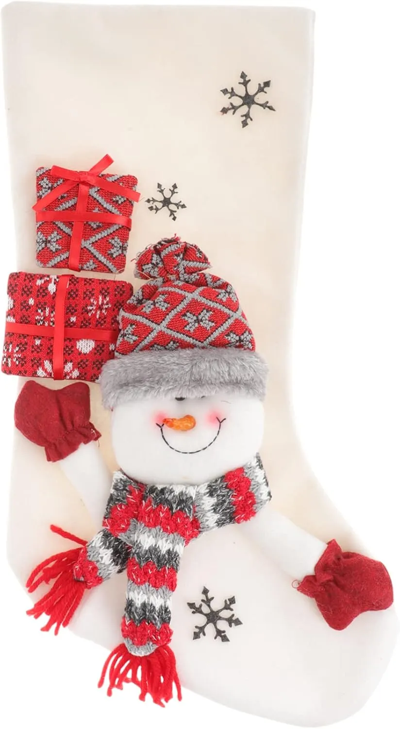 DECHOUS Christmas Stocking Present Bag Storage Hanging Decoration Drawstring Indoor Xmas Ornament Eve Holiday Christmas Sack Bags Stockings Christmas Decor Christmas Supplies White Fabric