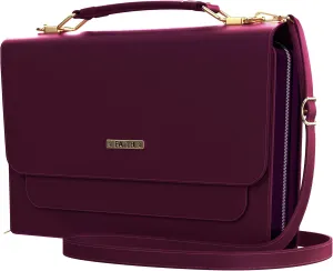 DEHITE Bible Cover Case for Women – Bible Carrying Bag – Pen Slots – Zippered Pocket – Shoulder Strap – Premium PU Leather – Purse Christian Gift