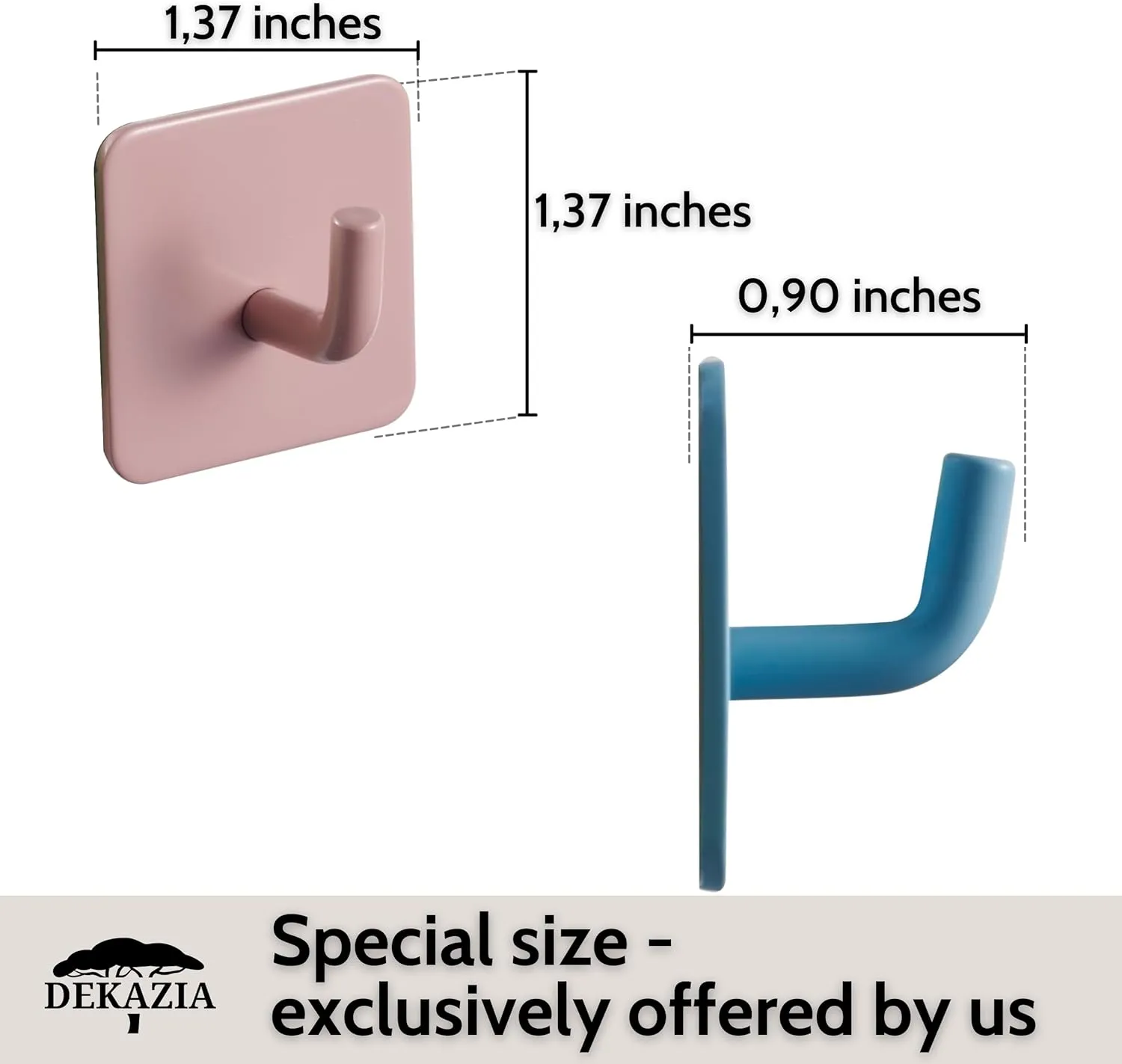 DEKAZIA 8pcs Blue Cute Wall Hooks: Plastic, Stainless Steel, Modern, Kids Room, Bathroom, School, Daycare, Coat, Bag, Towel, Key, Self-Adhesive