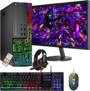 Dell Optiplex Small Desktop Computer (SFF) PC | Quad Core Intel i5 (3.2GHz) | 16GB DDR3 RAM | 512GB SSD | 24 Inch Monitor | RGB Gaming Keyboard & Mouse, Headset | Windows 10 Pro (Renewed)