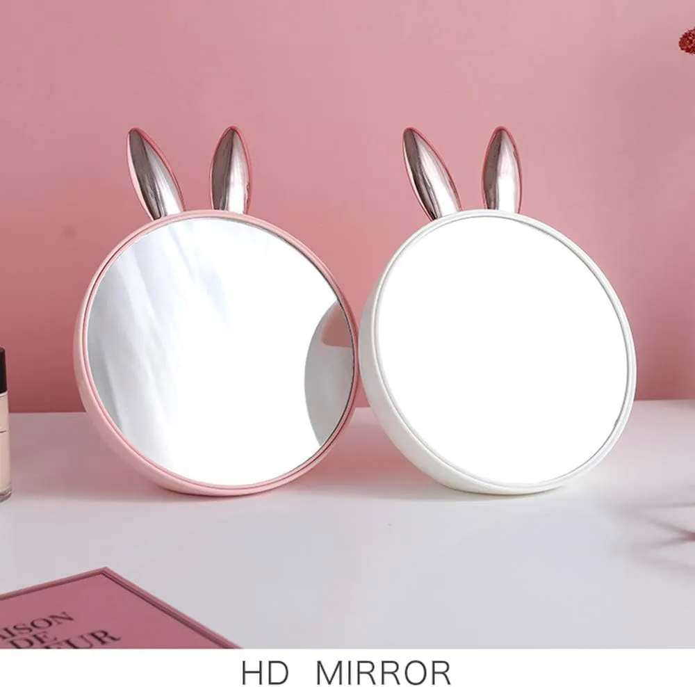 Desktop Makeup Mirror with Storage, Bedroom Dressing Table Vanity Mirror, Free Standing Decorative Mirror Ornaments.(Pink)