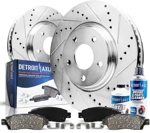 Detroit Axle - Front Brake Kit for 11-17 Chevy Caprice, Drilled and Slotted Brake Rotors Ceramic Brake Pads 2011 2012 2013 2014 2015 2016 2017 Replacement