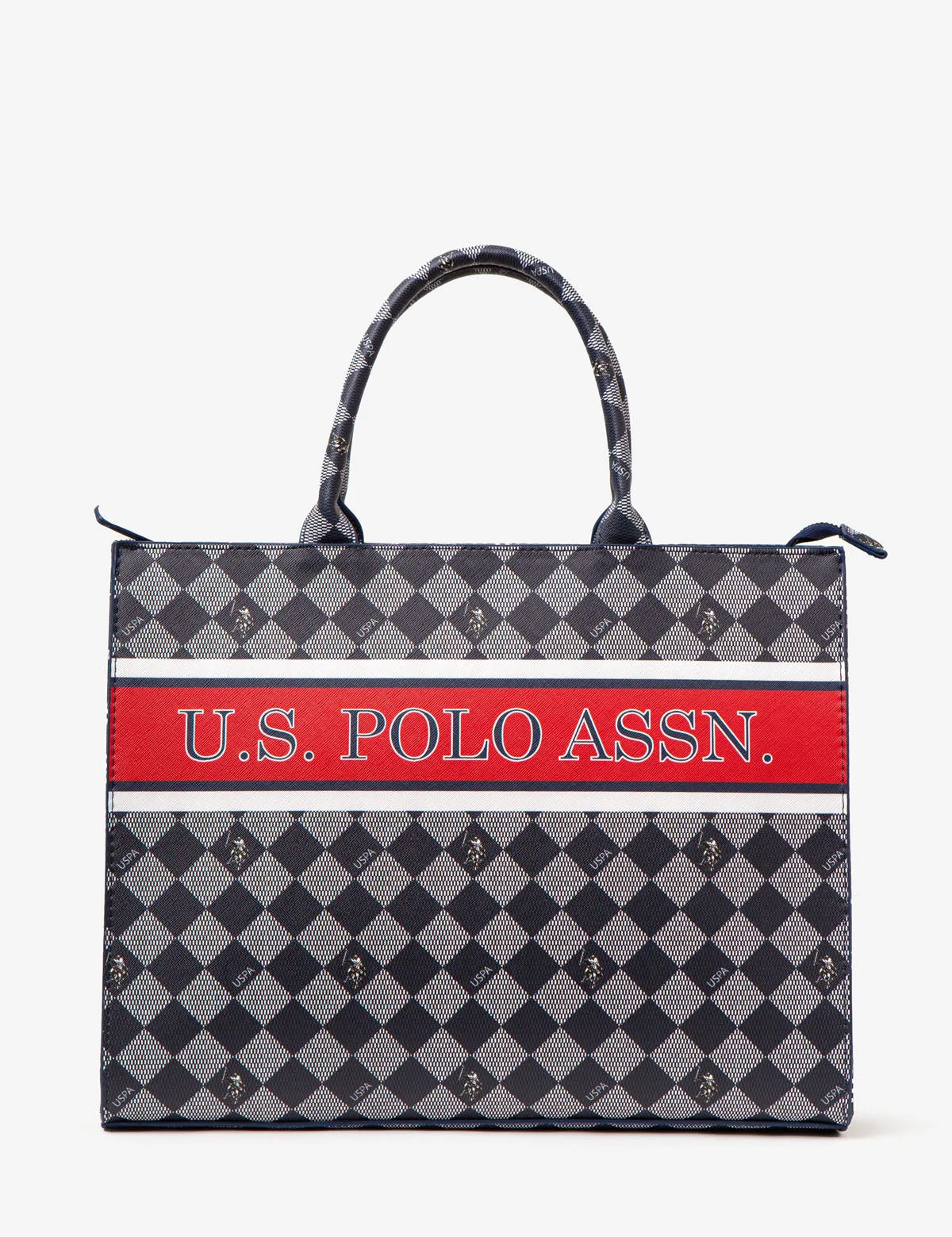 DIAMOND STRIPE BOOK TOTE WITH CROSSBODY STRAP