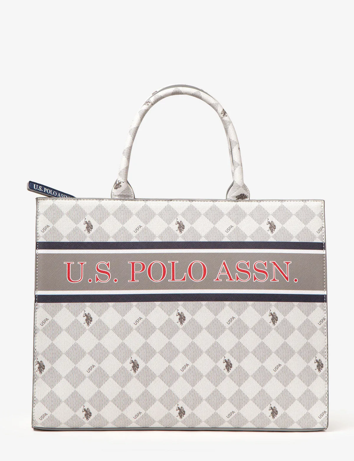 DIAMOND STRIPE BOOK TOTE WITH CROSSBODY STRAP