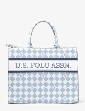 DIAMOND STRIPE BOOK TOTE WITH CROSSBODY STRAP
