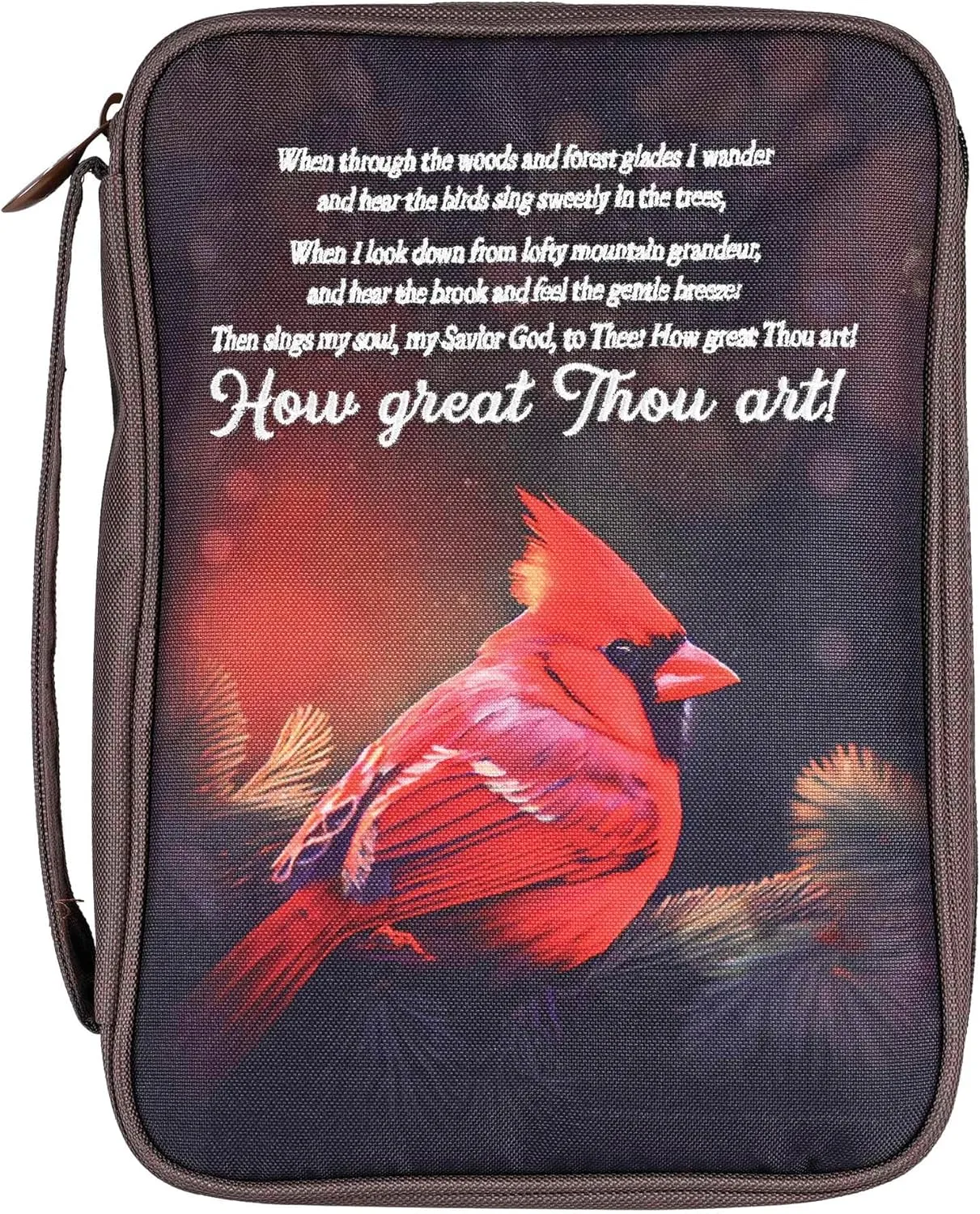 Dicksons Cardinal - How Great Thou Art, Brown/Red 10.75 x 7.9 Inch Polyester Zipper Bible Case Cover
