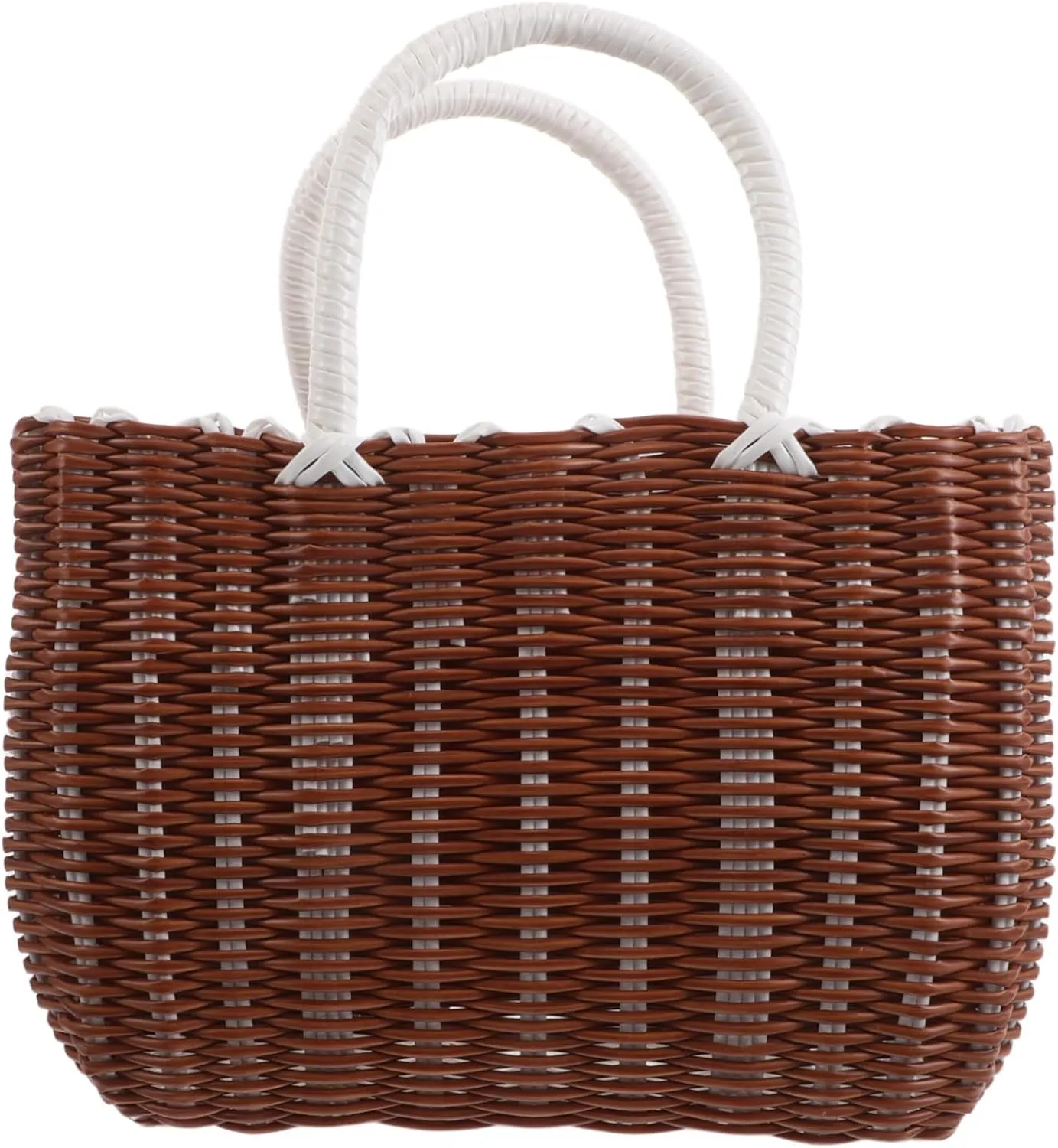Didiseaon Plastic Woven Storage Basket with Handles Tote for Shopping Picnic Garden Use Breathable Mesh Design for Control and Airflow