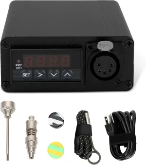 Digital Temperature Controller Kit with Hybrid Quartz Accessories, Portable 110V Digital Temperature Controller, 10mm/14mm/18mm Joint, Black