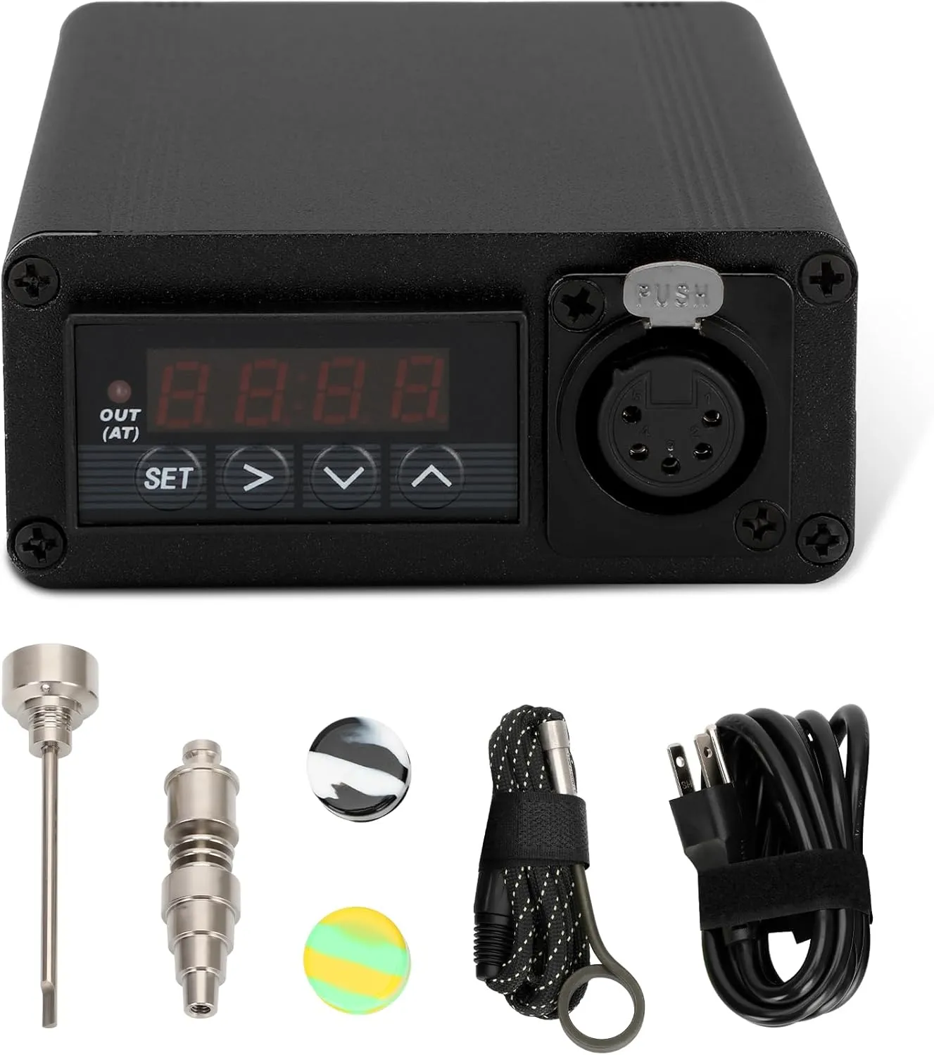 Digital Temperature Controller Kit with Hybrid Quartz Accessories, Portable 110V Digital Temperature Controller, 10mm/14mm/18mm Joint, Black