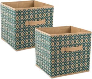 DII Non Woven Polyester Ikat Storage Bin, 11x11x11 (2), Green