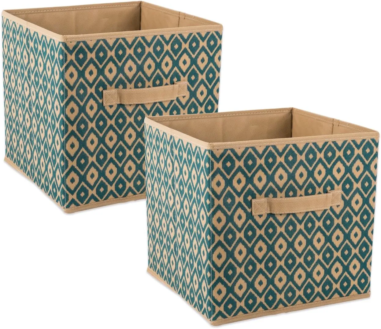 DII Non Woven Polyester Ikat Storage Bin, 11x11x11 (2), Green