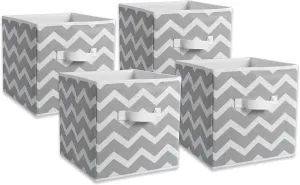 DII Non Woven Polyester Storage Bin, Chevron, Gray, Small Set of 4