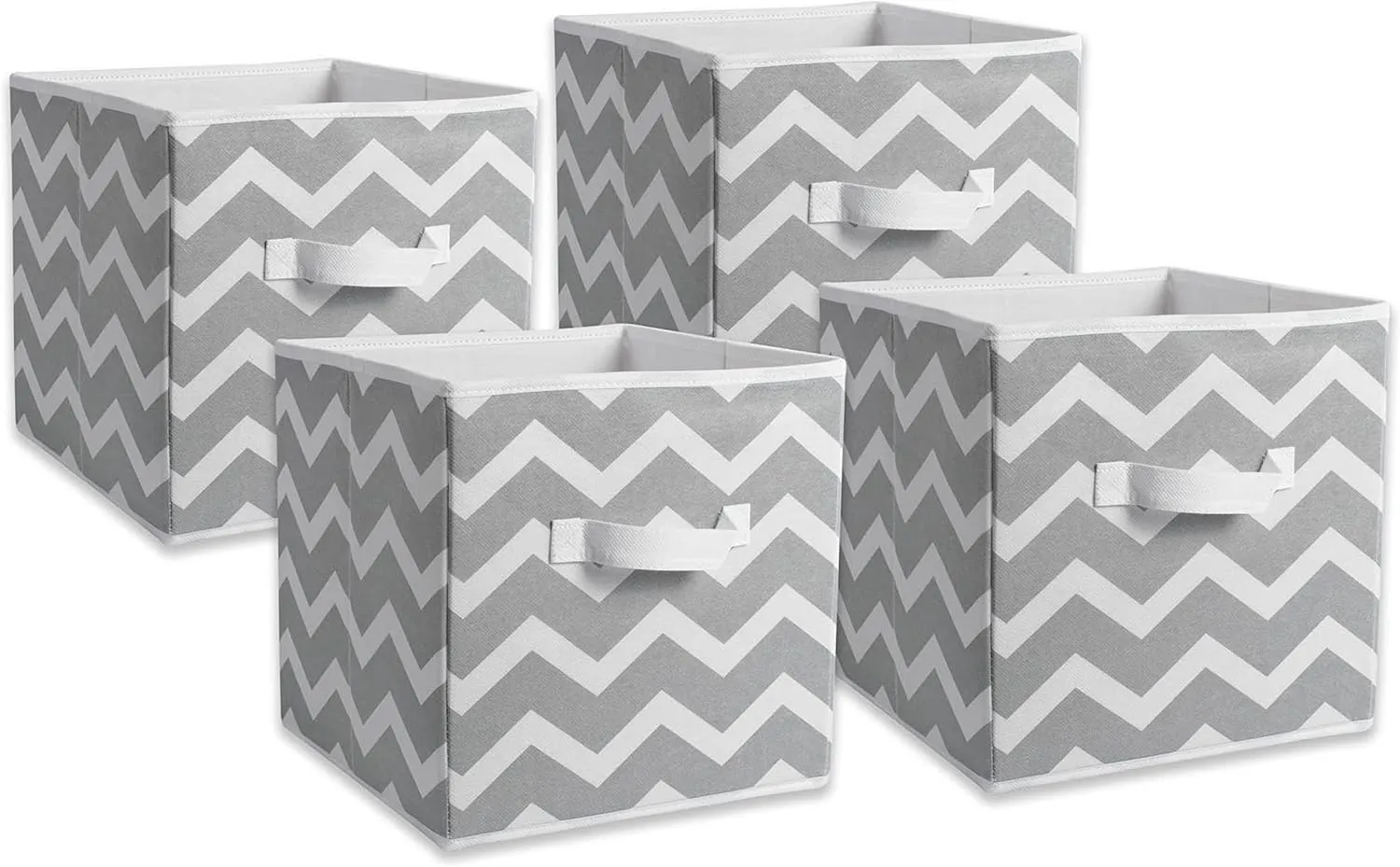 DII Non Woven Polyester Storage Bin, Chevron, Gray, Small Set of 4