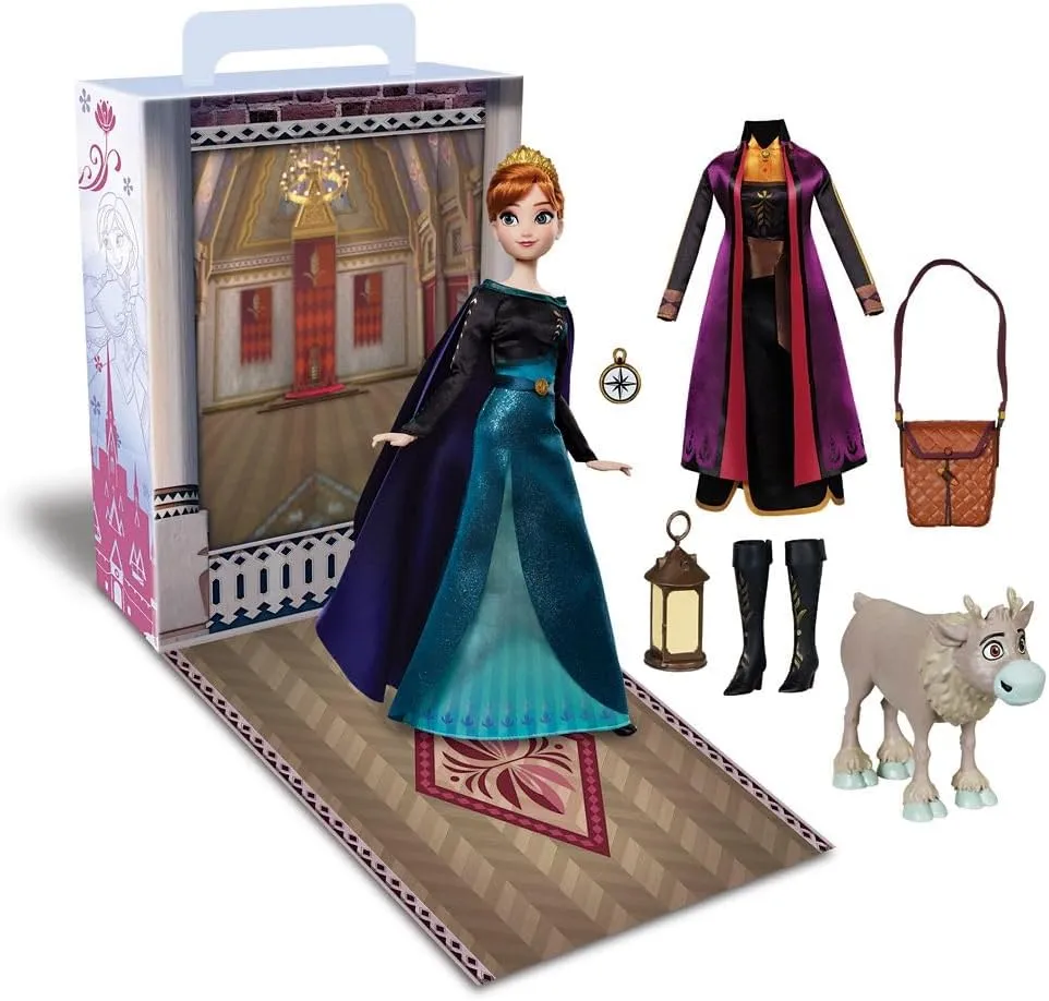 Disney Store Official Princess Story Doll (Anna from Frozen) 11 Inches, Includes Coloring Book and Additional Dress, Princess Doll in Classic Outfit, Princess Toys for Girls