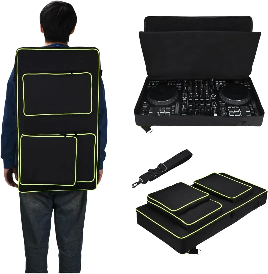 DJ Controller Case for Alpha theta ddj grv6，Pioneer DDJ FLX10,DDJ 1000, Pioneer DJ Mixer bag Thickened inner liner Anti-impact Multi-functional Party Street performance Outdoors Carrying DJ gig bag