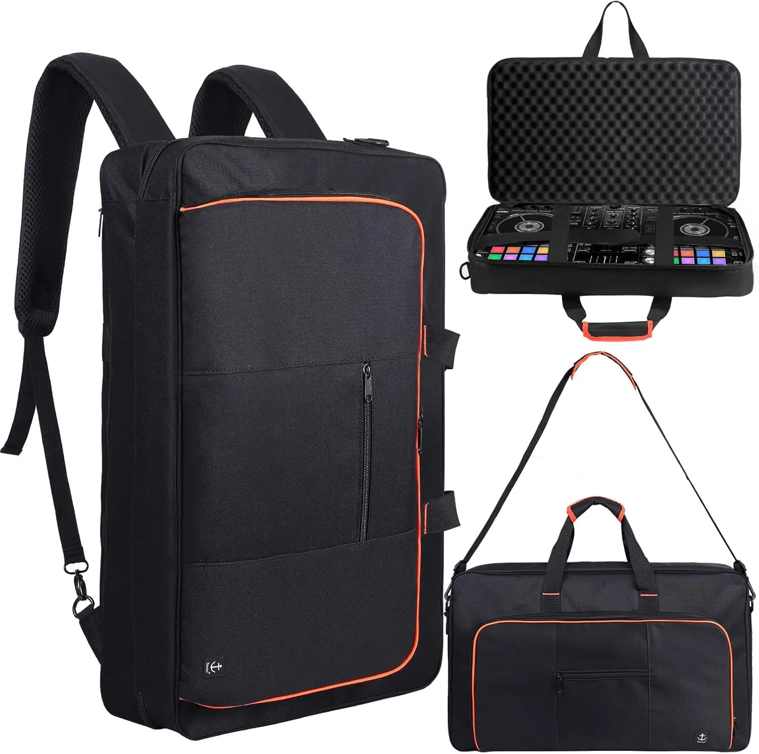 DJ Controller Case for DDJ-FLX4/ 200/400/SR2/REV1 Numark Party Mix 2/Mixtrack Platinum FX With Thick EVA Padding, Adjustable Shoulder Strap,Fits Up to 15.6" Laptops– Perfect for DJ and Music Producers