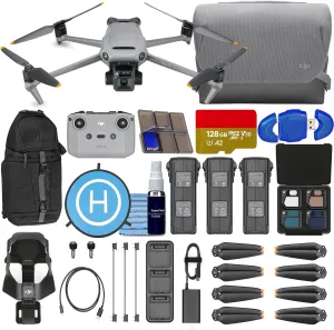 DJI Mavic 3 Fly More Combo 46-Min Flight Time 5.1K Video Camera Drone Bundle with 3 Batteries, 128 GB SD Card, 4 PC ND Filter Set, Backpack, Landing Pad and Flymore Kit (35 Items)