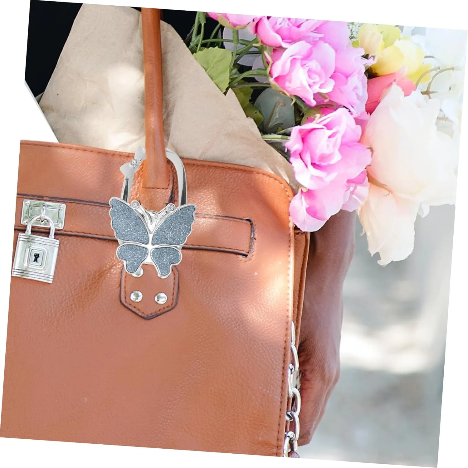 DOITOOL 2pcs Butterfly Shape Table Purse Hanger Handbag Holder for Women Bag Hook Folding Design Purse Hook for Home Travel