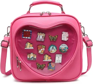 Dopamine Color Ita Bag Multi-Purpose Backpack Crossbody Satchel Heart Purse Kawaii Pin Display