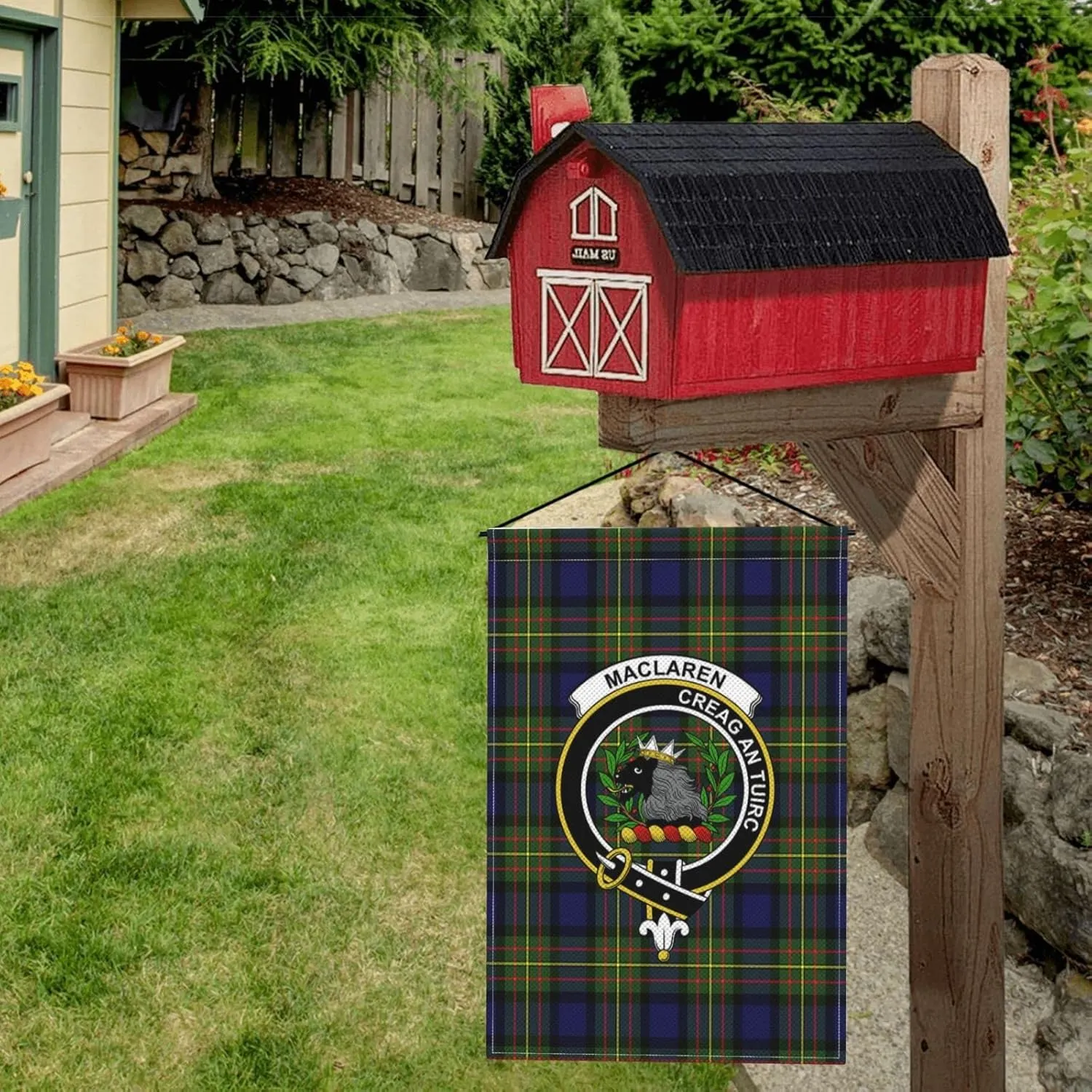 Double-Sided Garden Flag MacLaren Modern Tartan Clan Badge House Flag Wall Hanging Decorative Yard 12x18 Inch