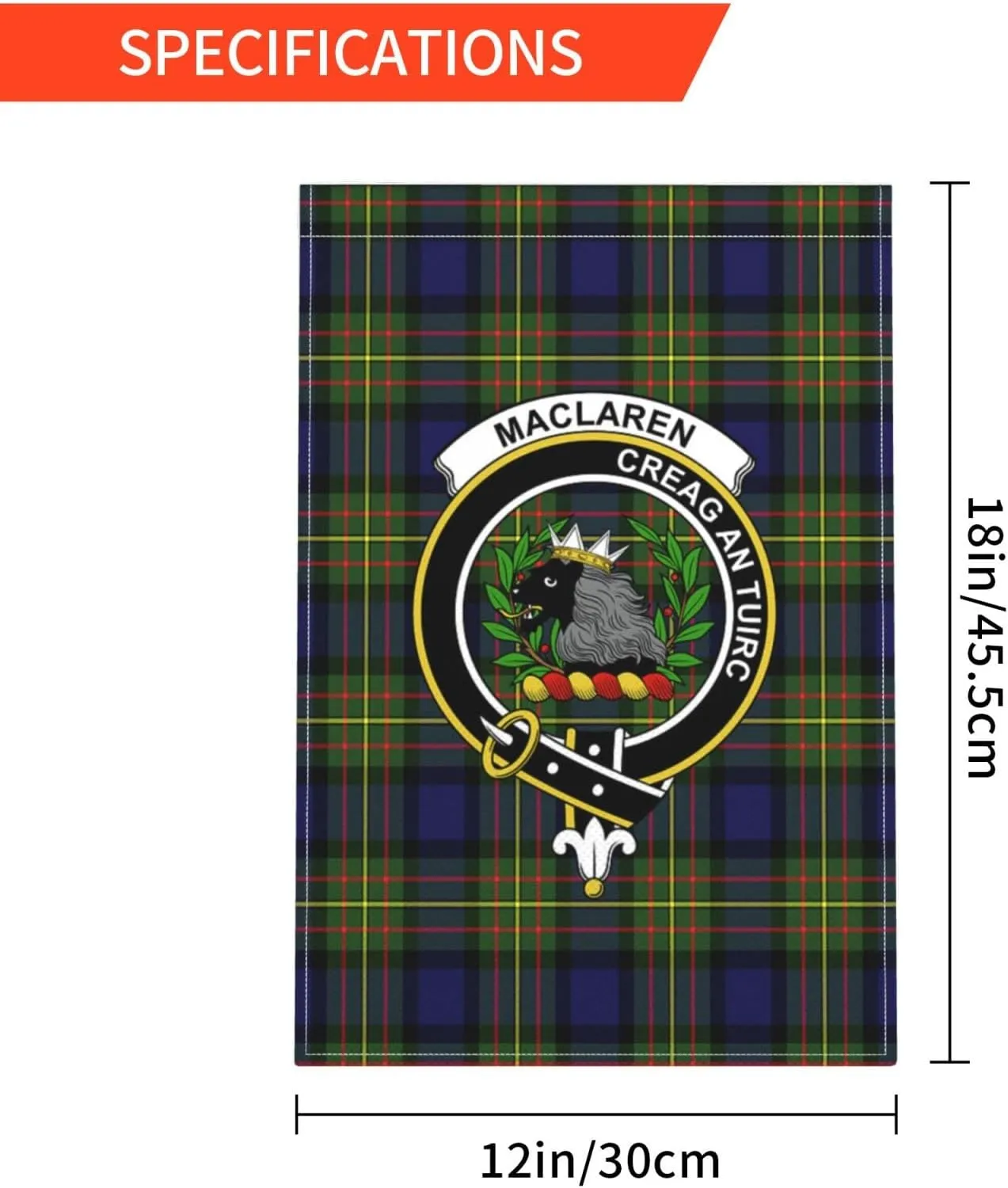 Double-Sided Garden Flag MacLaren Modern Tartan Clan Badge House Flag Wall Hanging Decorative Yard 12x18 Inch
