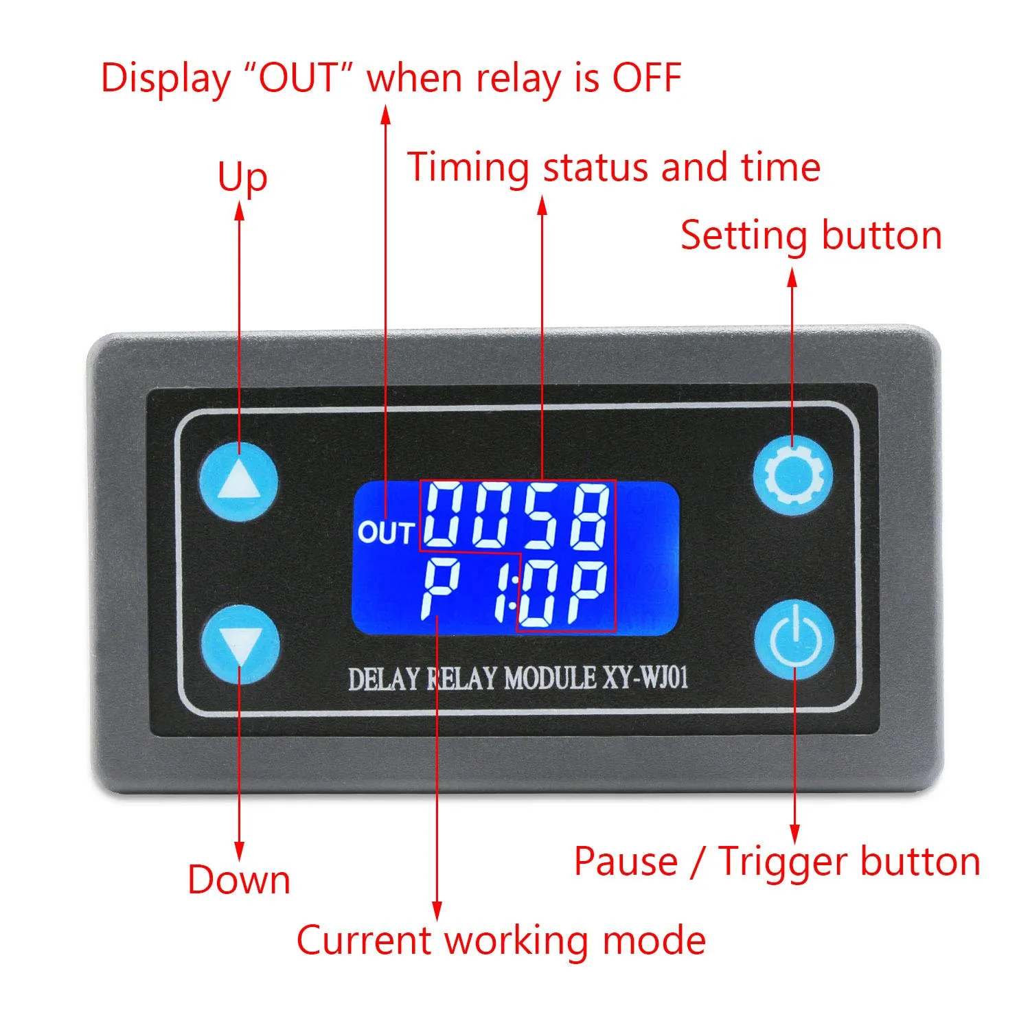 DROK Time Delay Relay 2pcs, DC 6-30V Timer Relay 12V 24V 0.01s-9999min 50mA Digital Timer Cycle Delay Switch Module AC 220V Power On-Off Controller with LCD Display Switch Button Case