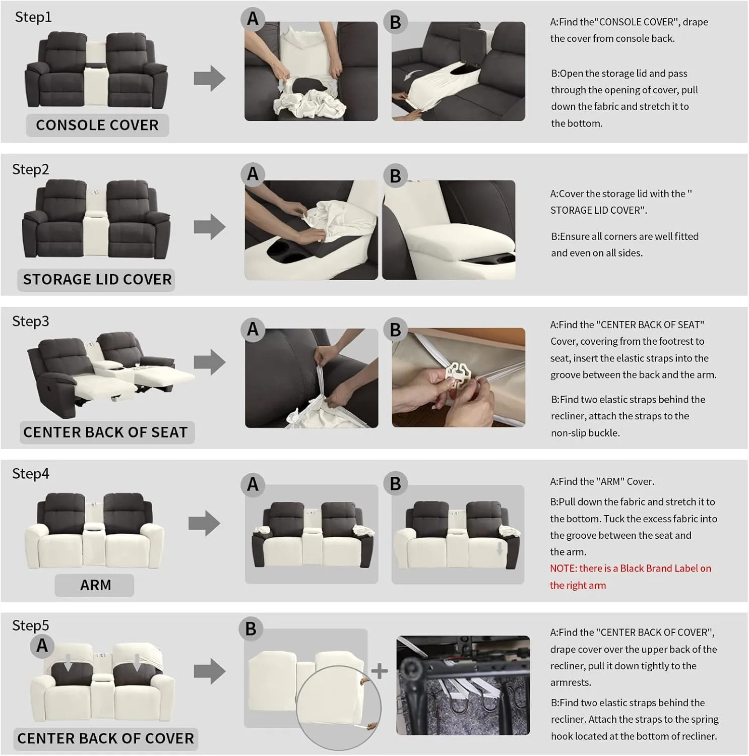 Easy-Going Stretch Recliner Loveseat Cover with Center Console Sofa Slipcover Soft Fitted Fleece 2 Seats Couch with Cup Holder and Storage Washable Furniture Protector Ivory