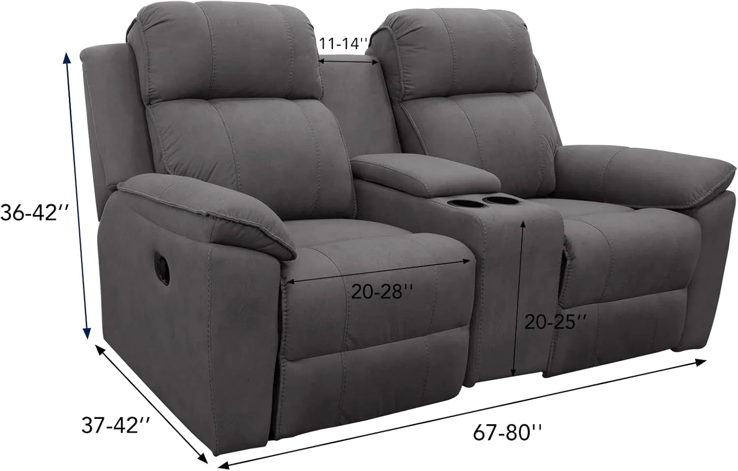 Easy-Going Stretch Recliner Loveseat Cover with Center Console Sofa Slipcover Soft Fitted Fleece 2 Seats Couch with Cup Holder and Storage Washable Furniture Protector Ivory
