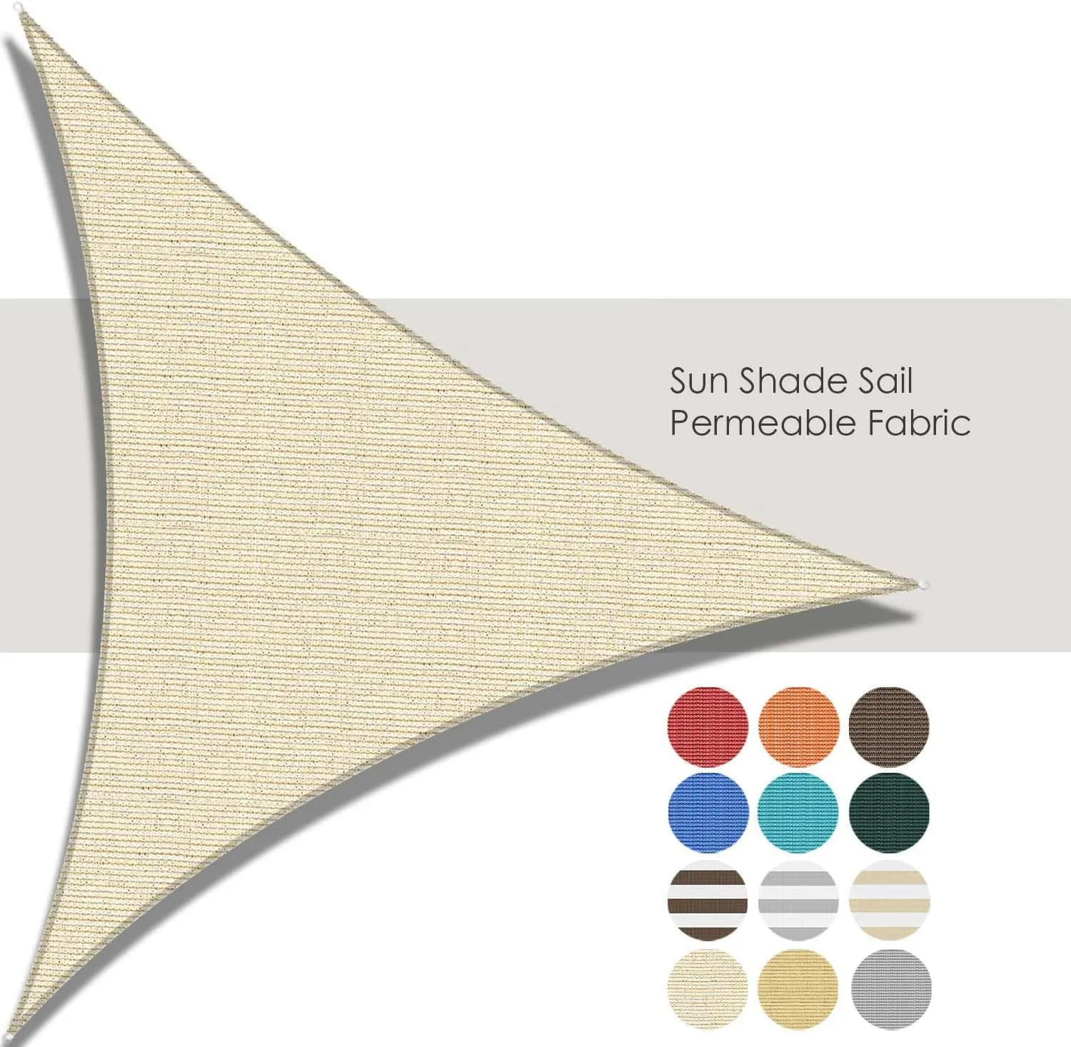 ECOOPTS 13'x13'x13' HDPE Sun Shade Sail Triangle Canopy Shades for Outdoor Patio Pergola Cover Fabric Blockage 95% UV Resistant(Beige)