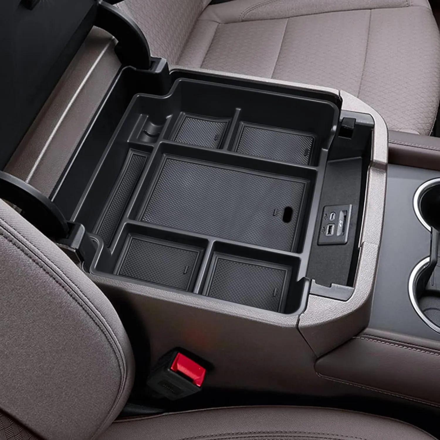 EDBETOS Full Size Center Console Organizer Tray Compatible with Chevy Suburban Tahoe GMC Accessories 2021 2022 2023 2024,Interior Secondary Armrest Storage Box Divider (NOT for Power-Sliding Console)