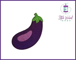 Eggplant, Fully Embroidered Patch