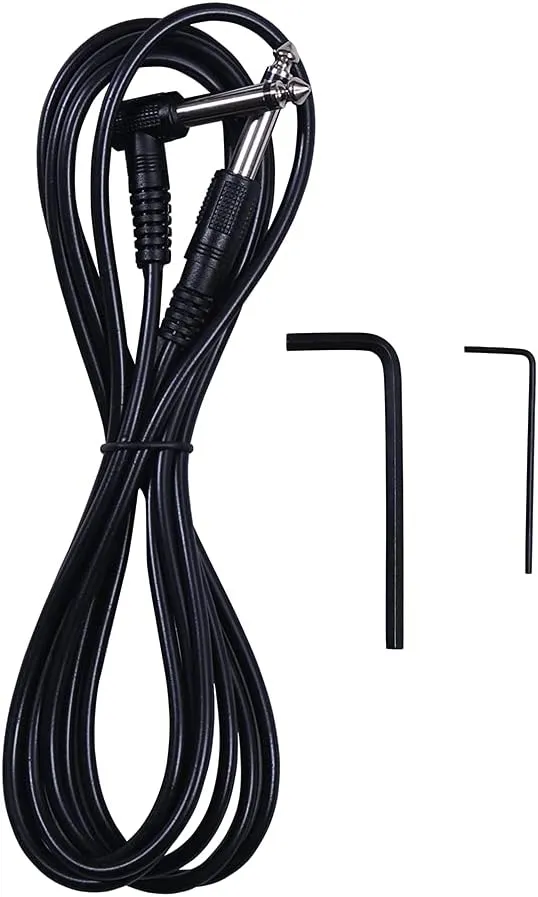 Electric Bass Guitar Full Size 4 String Exquisite Stylish Bass with Power Line and Wrench Tool (Black)