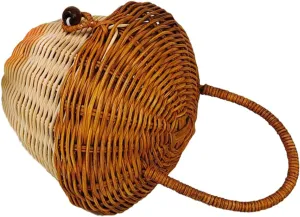 Elegant Rattan Acorn Bag Wicker Storage Basket Lid Ideal for Wedding Flower Girl Home