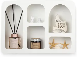 Ella & Emma White Decorative Floating Wall Shelf, Geometric Arched Wall Shelf, Boho Nordic Modern Style Shelves for Wall Decor, Wall Mounted Shelf Storage Nursery, Bedroom, Living Room, Bathroom