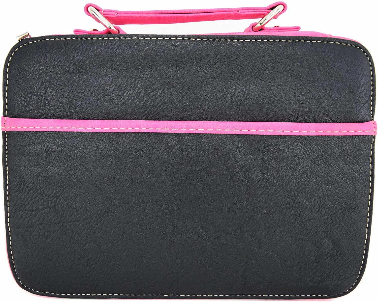 Embroidered Verse Scripture Western Bible Cover Book Carrying Case for Women Extra Strap Crossbody Purse… (Black/Fuchsia)