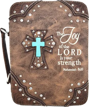 Embroidered Verse Scripture Western Bible Cover Book Carrying Case for Women Extra Strap Crossbody Purse