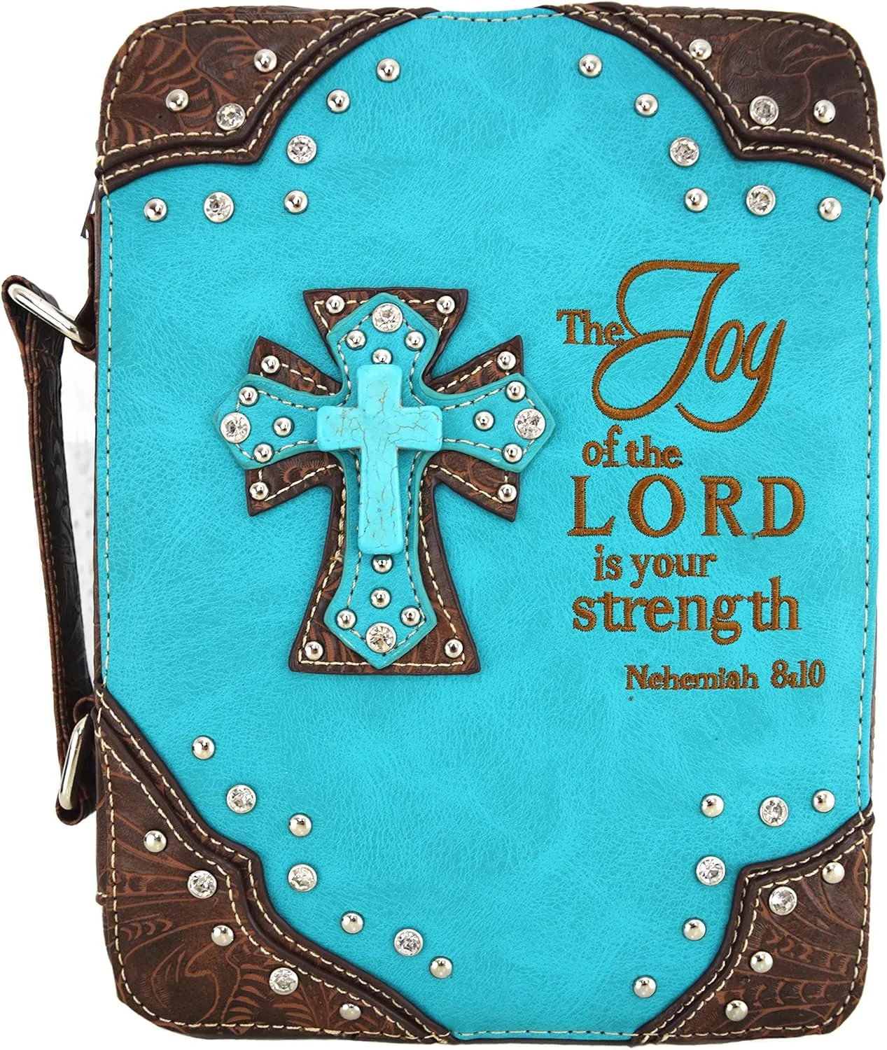Embroidered Verse Scripture Western Bible Cover Book Carrying Case for Women Extra Strap Crossbody Purse