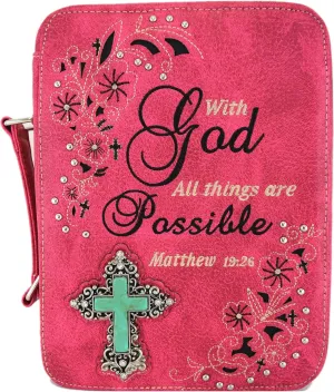 Embroidered Verse Scripture Western Bible Cover Book Carrying Case for Women Extra Strap Crossbody Purse
