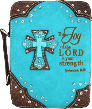 Embroidered Verse Scripture Western Bible Cover Book Carrying Case for Women Extra Strap Crossbody Purse
