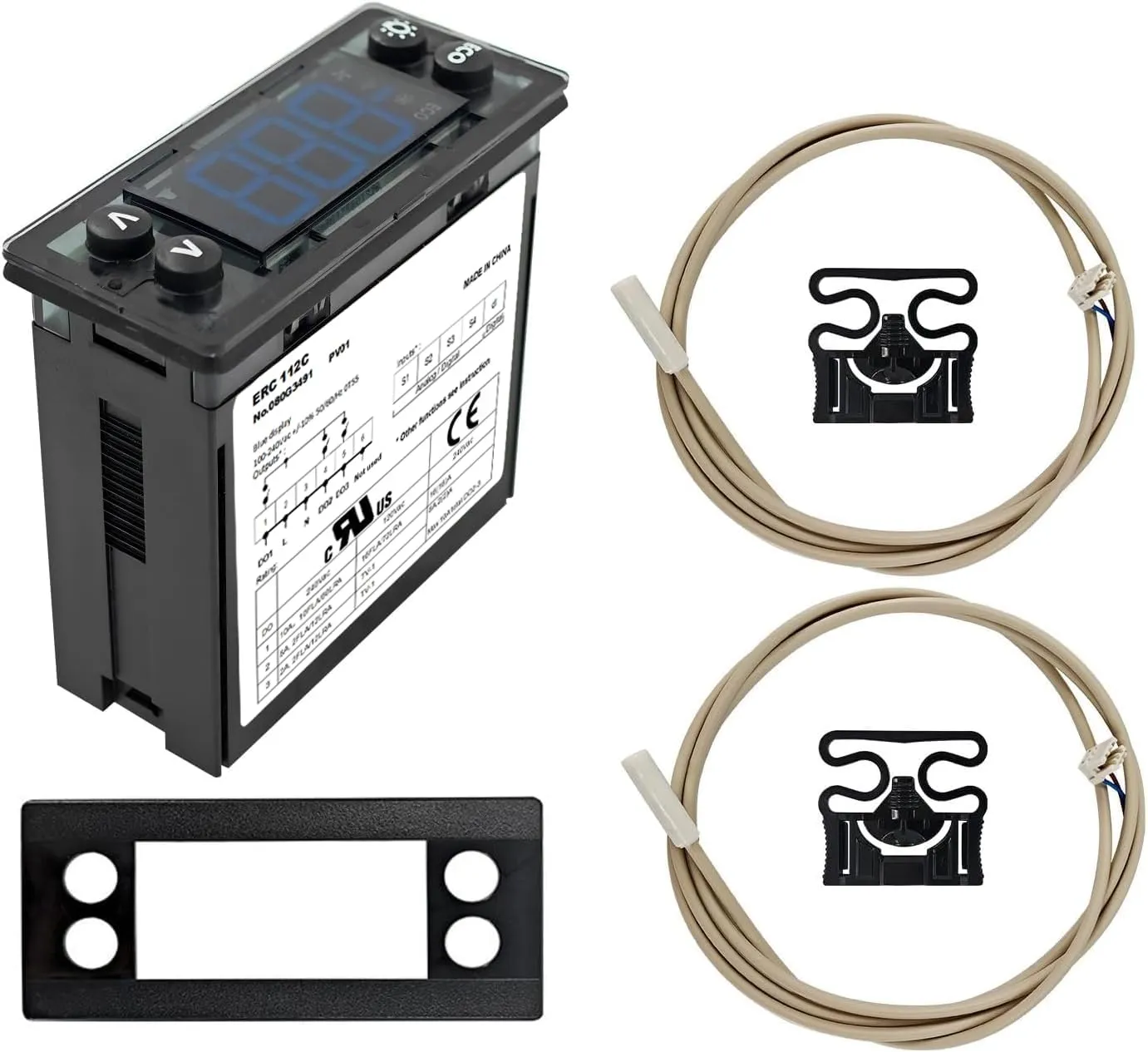 Erc112C Temp Controller Kit, Electronic Refrigeration Controller with NTC Sensors Replacement for Danfoss 080G3491 080G3216 080G3206, for Beverage Air 00C30-123D-03 and for Randell RP-CNT1720R