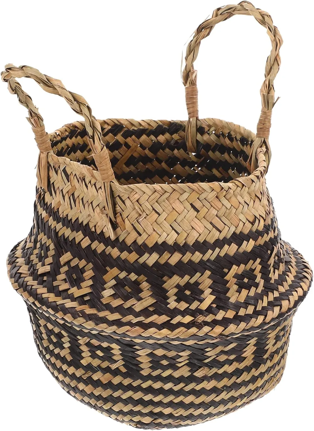 ERINGOGO Portable Indoor Plant Basket Woven Flower Basket Handle Decorative Storage for Home